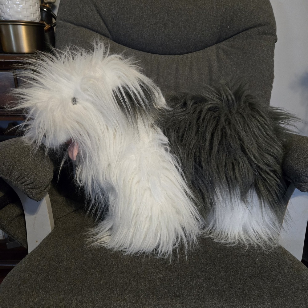 Vintage Old English Sheepdog Plush Large America Wego Realistic Clean Euc